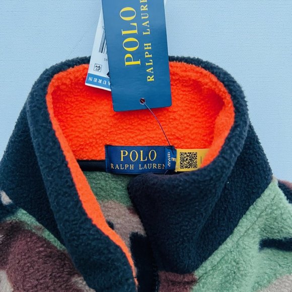 Polo Ralph Lauren Polar Fleece Logo Camo 3/4 Zip Flag Patch Sweatshirt ( S ) - Picture 2 of 3